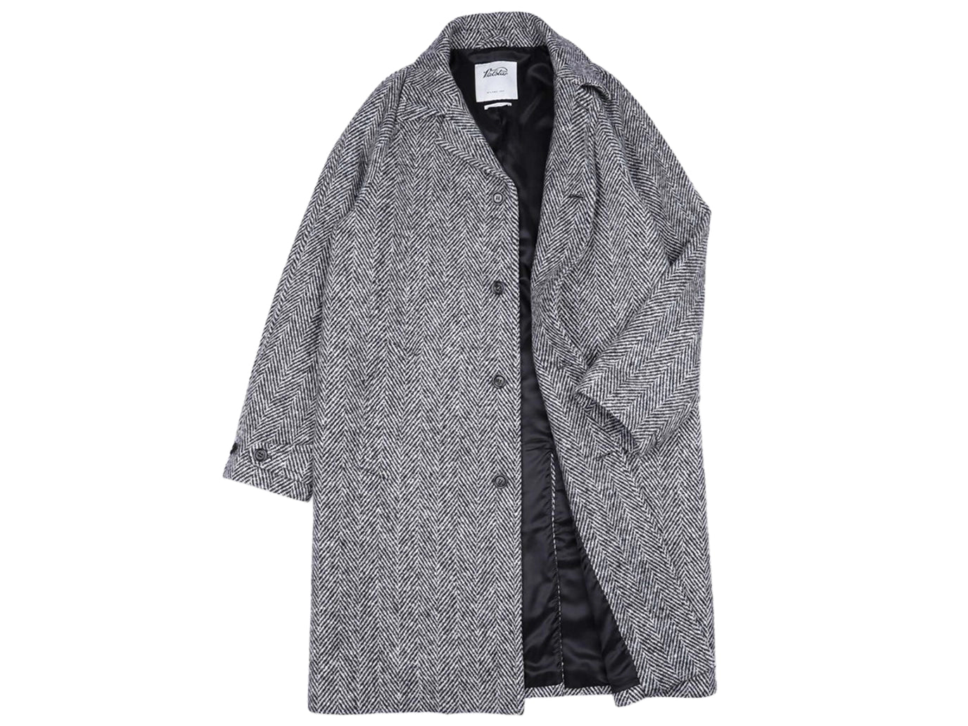 Balmacaan Raglan Overcoat Grey Herringbone Wool