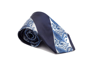 Silk Striped Floral Tie Navy