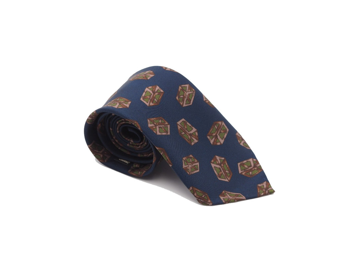 Silk Tie Quader Navy