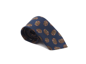 Silk Tie Quader Navy
