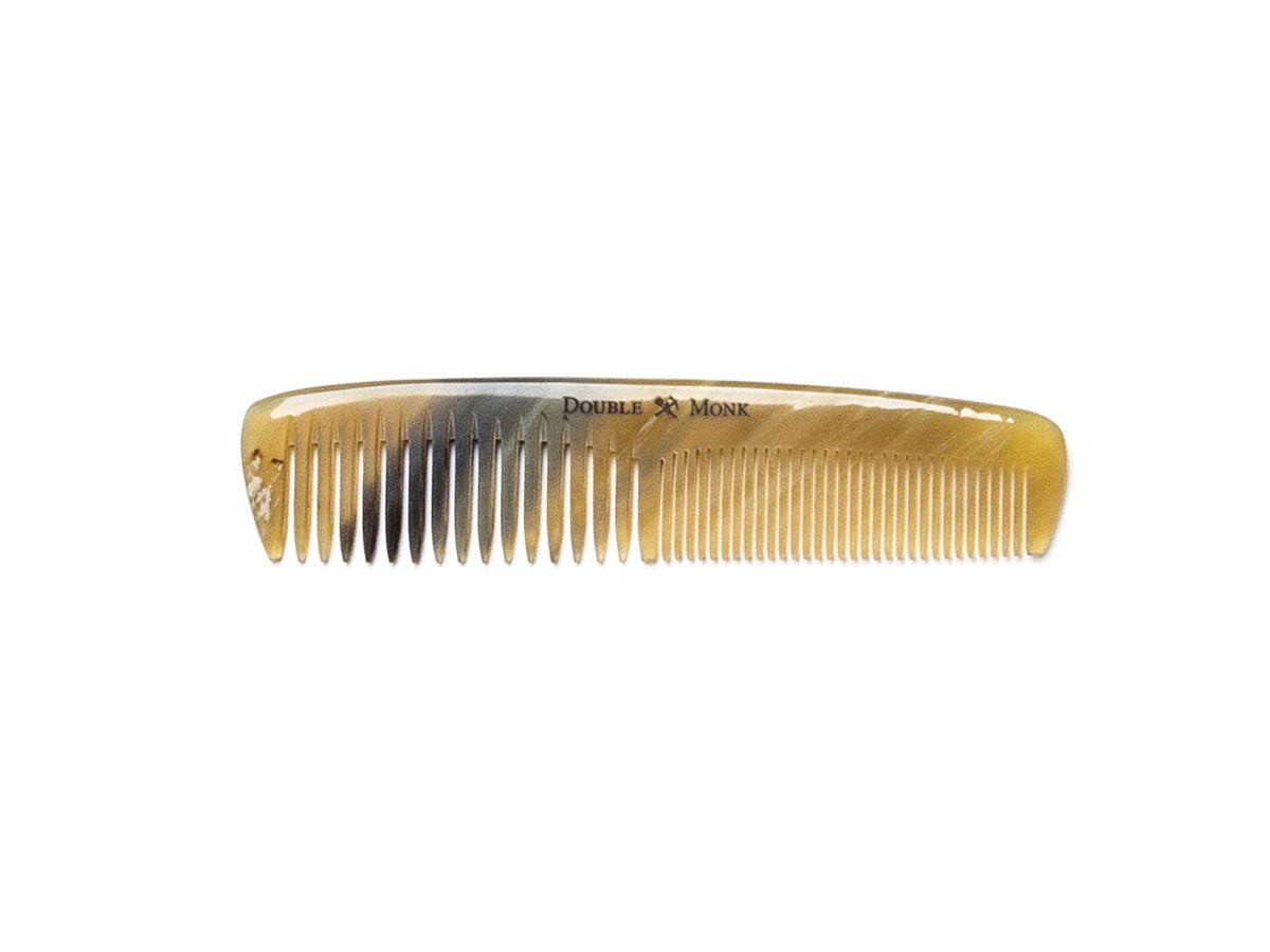 Abbeyhorn pocket sized horn hair comb with brown and black variations