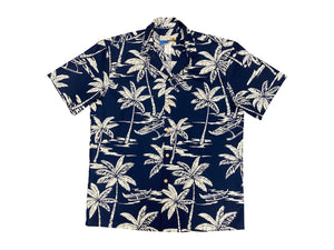 Aloha Shirt Cotton Canoe Navy