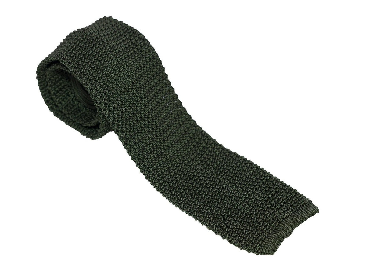 Silk Knit Tie Army Green
