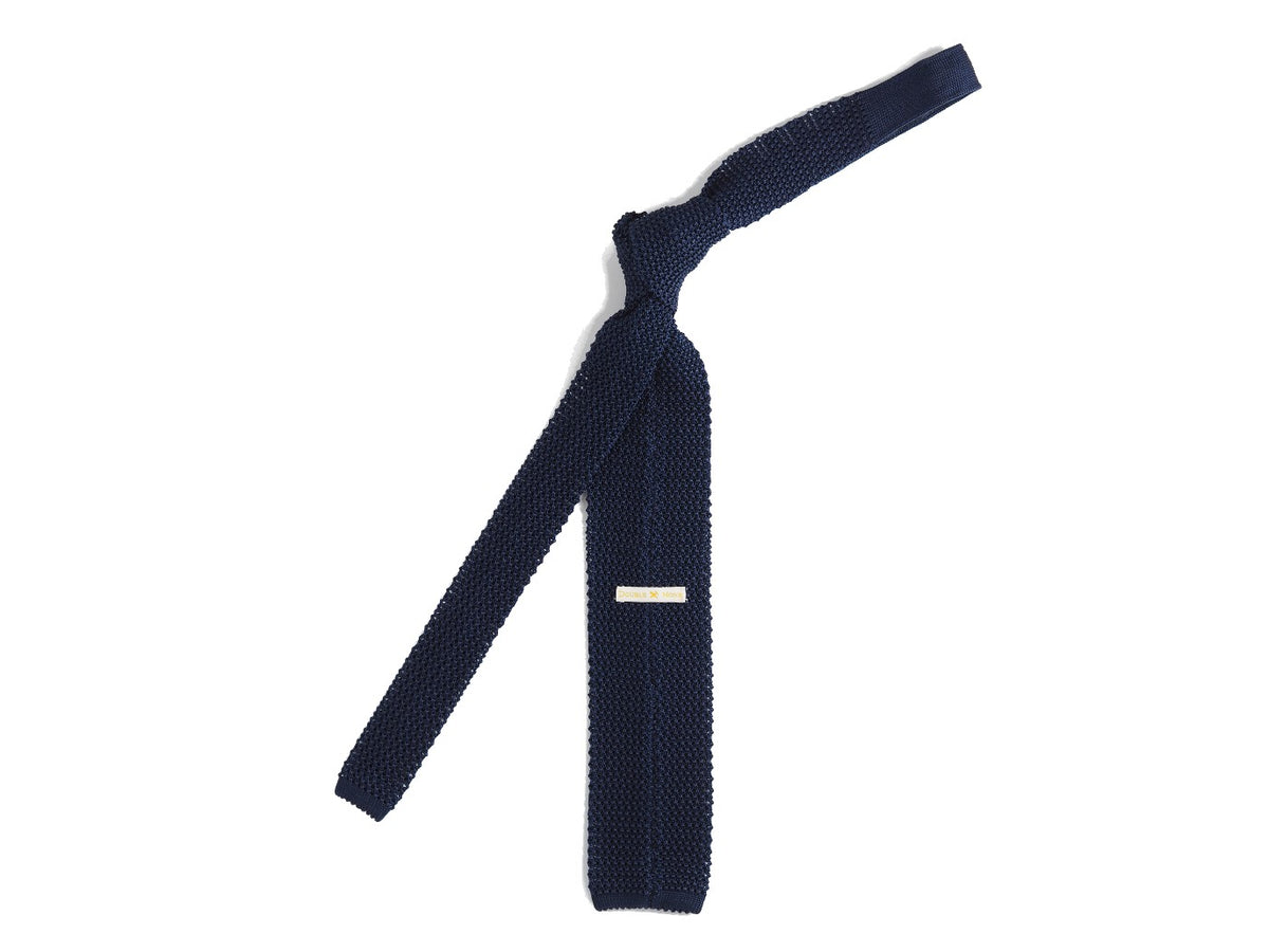 Silk Knit Tie Navy
