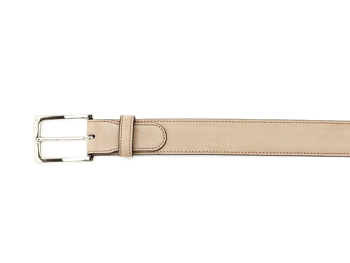 Edward Green beige nubuck belt nickel buckle
