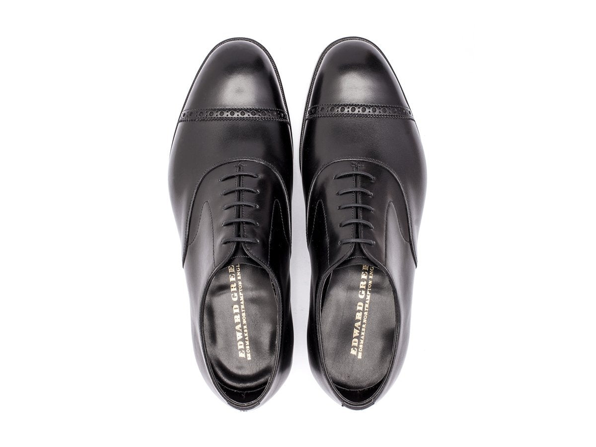 Top view of Edward Green Berkeley quarter brogue oxford shoes in black calf