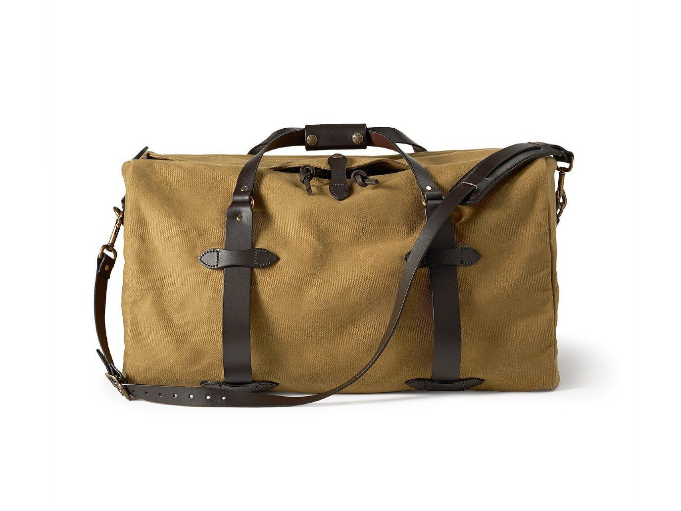 Front view of Filson Medium Duffle bag in tan