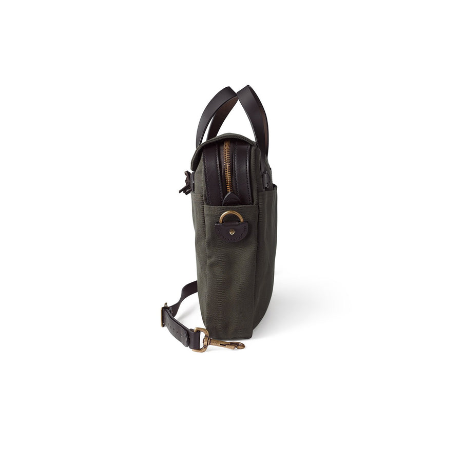 Side view of Filson Original Briefcase in otter green