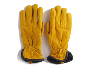 Back side of lined Filson Original Goatskin Gloves in tan