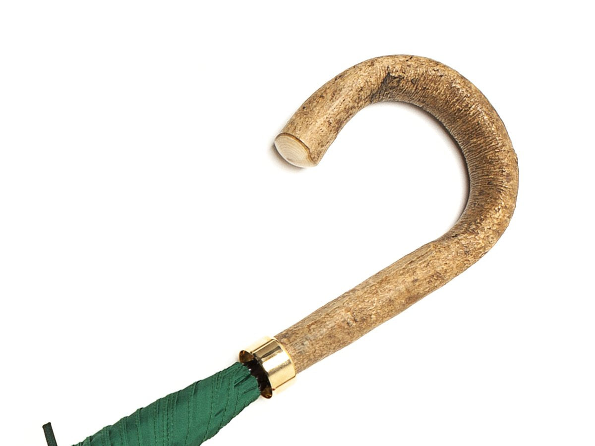Ash handle of tube Fox Umbrella with emerald canopy