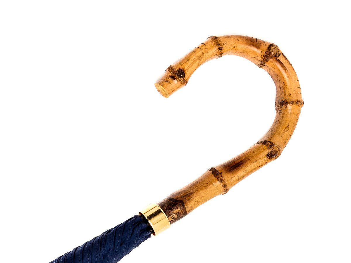 Whangee handle of tube Fox Umbrella with french navy canopy