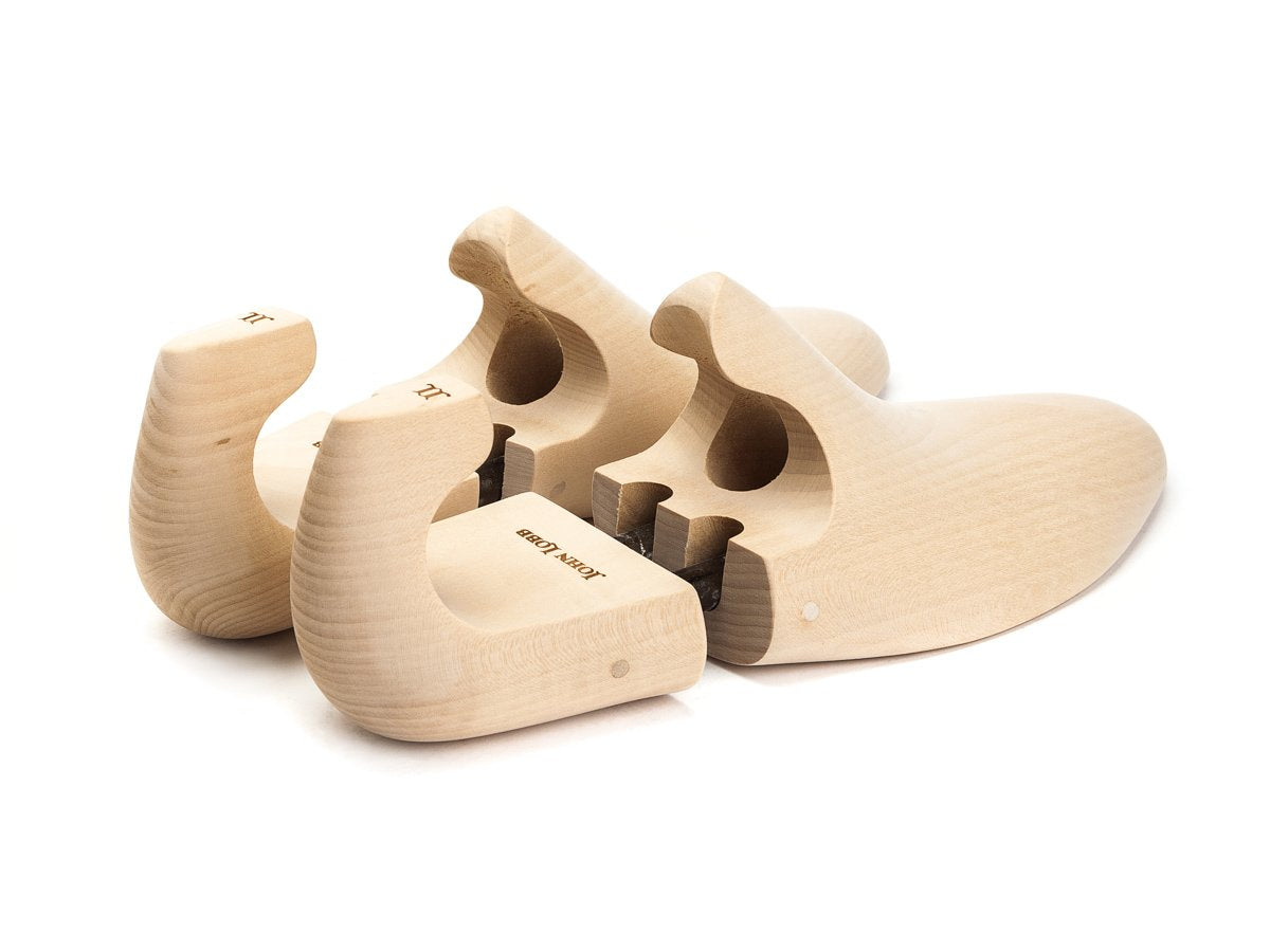 Back angle view of E width John Lobb limewood shoe trees