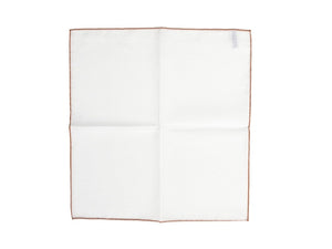 White Pocket Square with Brown Edge