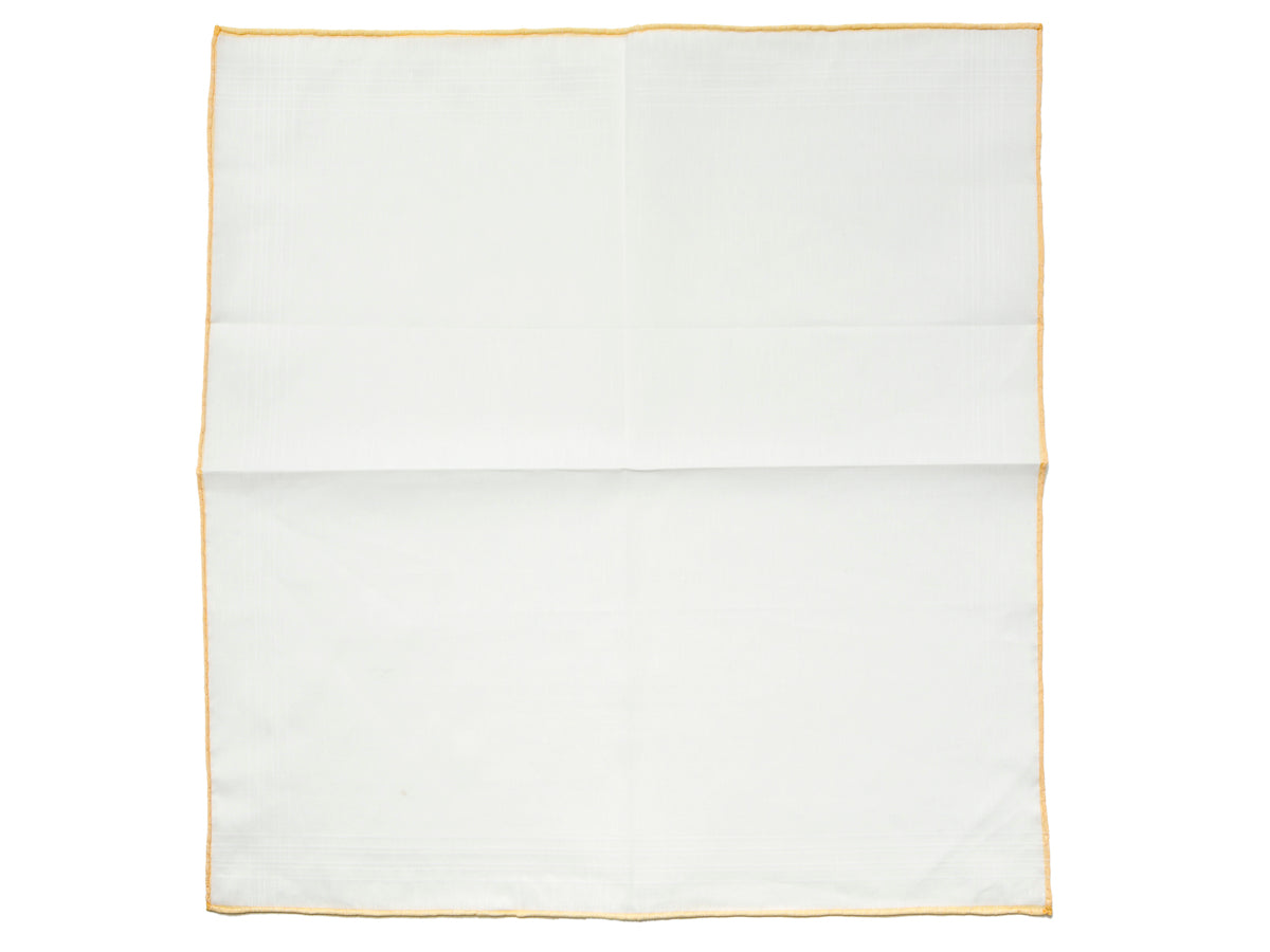 White Linen-Cotton Pochette with Yellow Edge