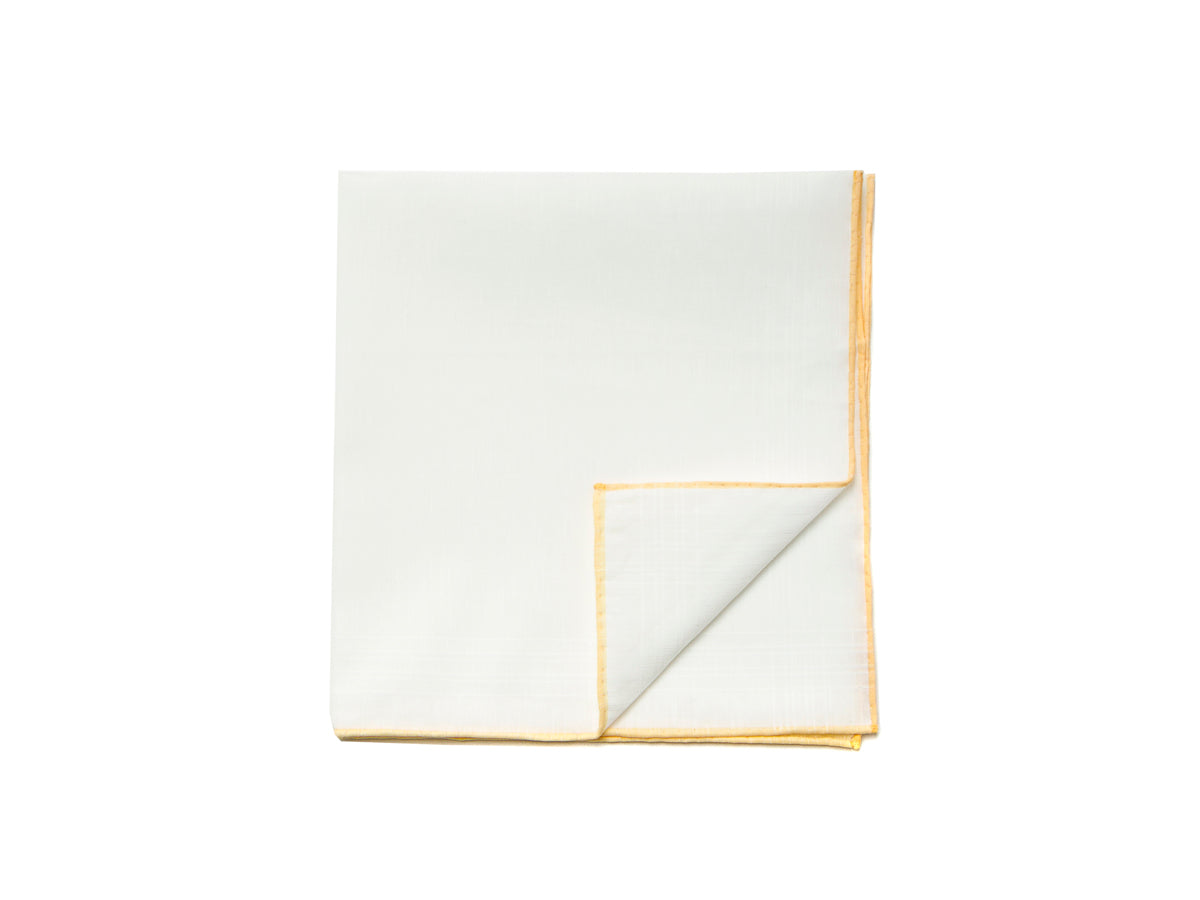 White Linen-Cotton Pochette with Yellow Edge