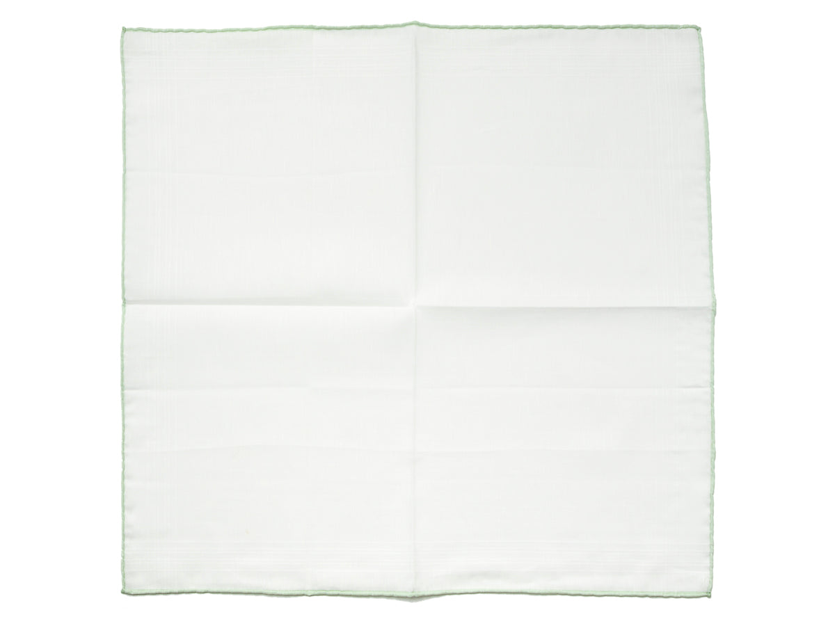 White Linen-Cotton Pochette with Green Edge