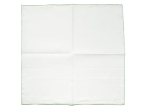 White Linen-Cotton Pochette with Green Edge