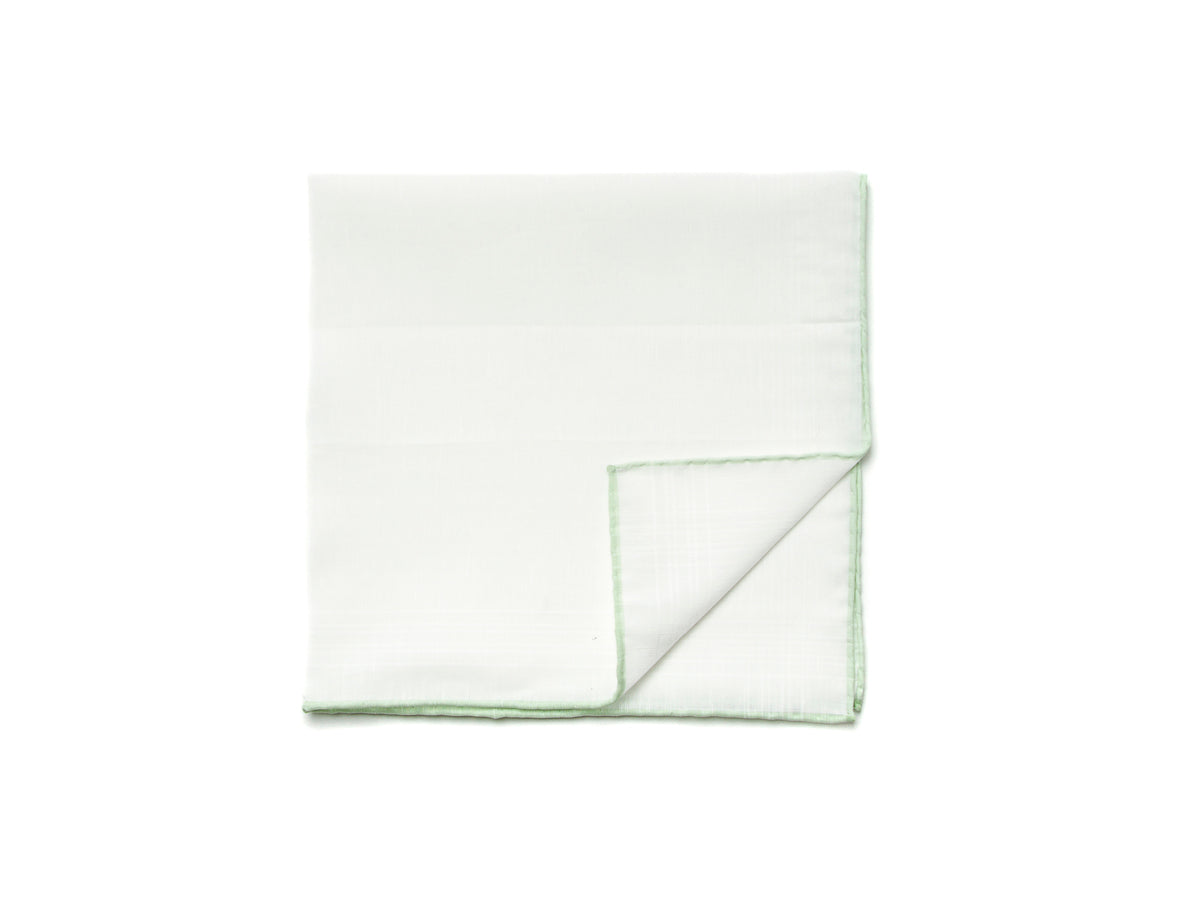 White Linen-Cotton Pochette with Green Edge