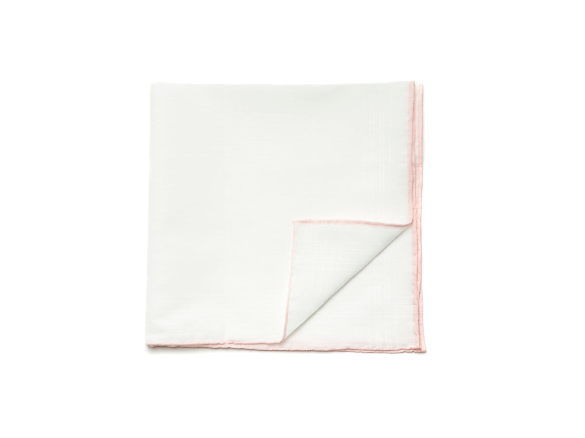 White Linen-Cotton Pochette with Pink Edge