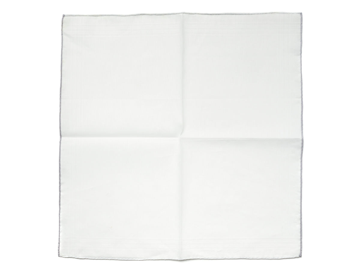 White Linen-Cotton Pochette with Grey Edge