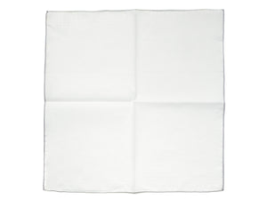 White Linen-Cotton Pochette with Grey Edge