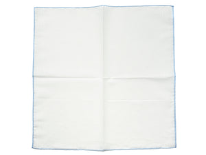 White Linen-Cotton Pochette with Light Blue Edge