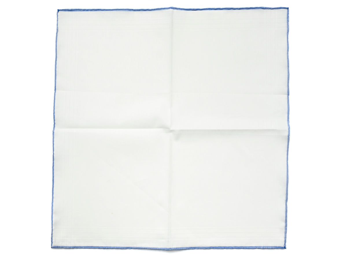 White Linen-Cotton Pochette with Blue Edge