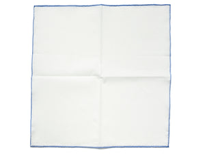 White Linen-Cotton Pochette with Blue Edge