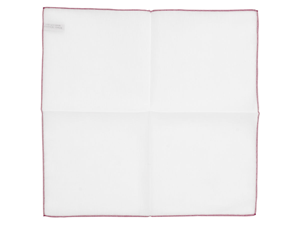 White Pocket Square with Cassis Edge
