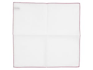 White Pocket Square with Cassis Edge