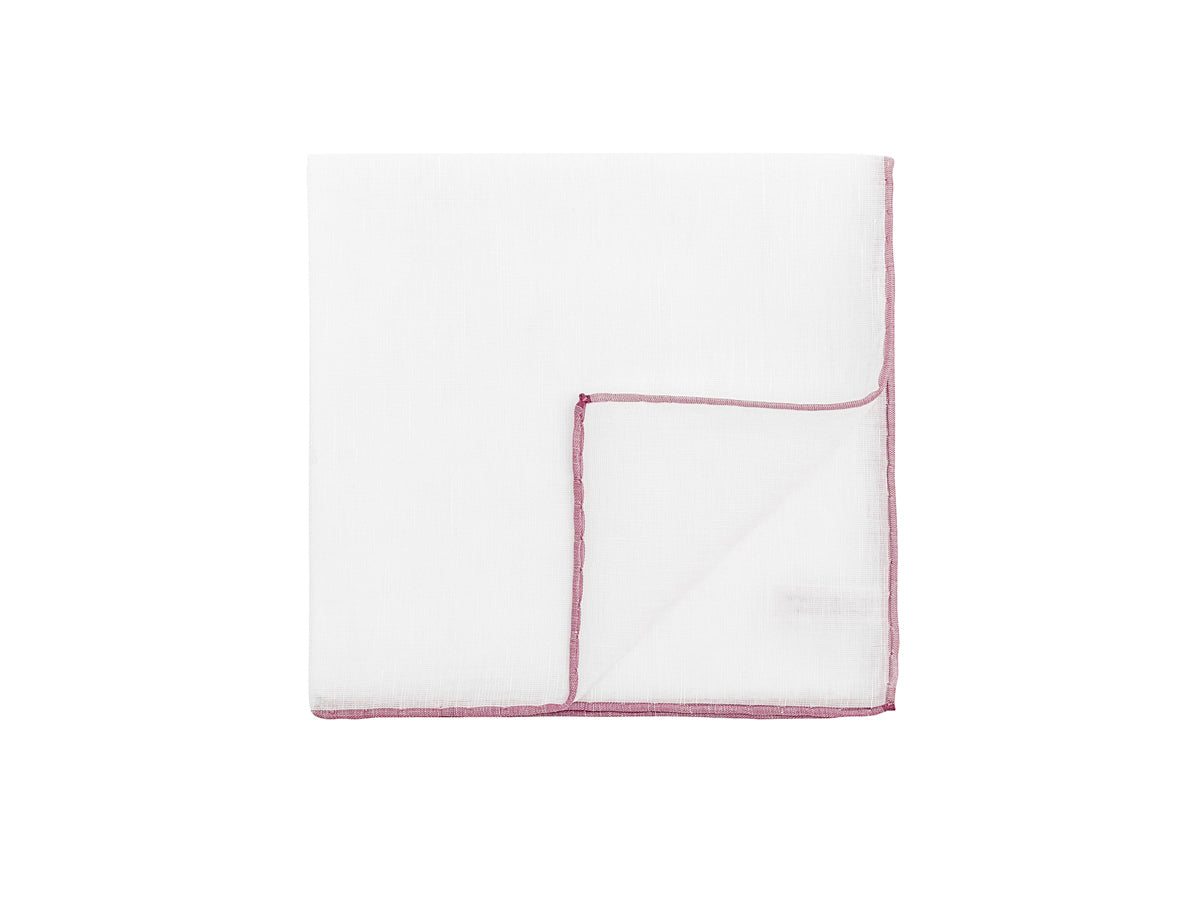 White Pocket Square with Cassis Edge