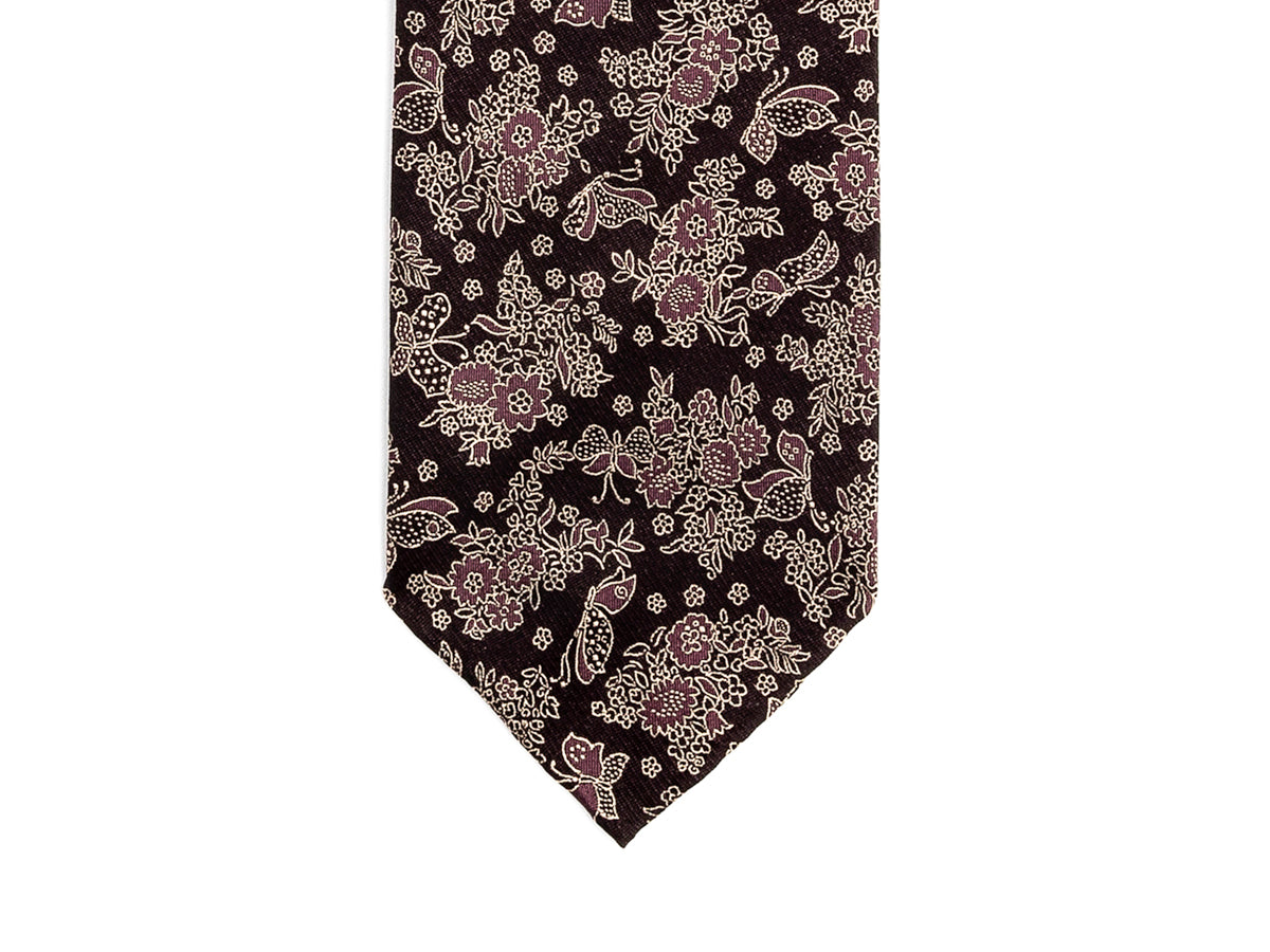 Jacquard Silk Tie Butterflies Purple