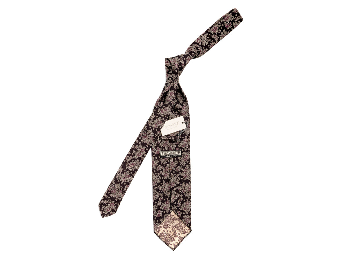 Jacquard Silk Tie Butterflies Purple
