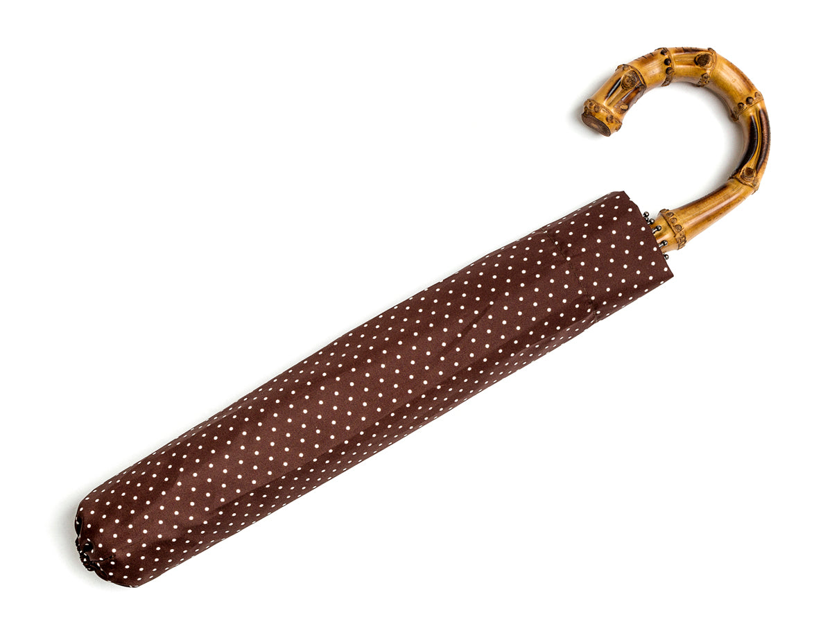 Telescopic Whangee Handle Brown & White Polka Dot