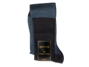 Knee Length Cotton Socks Navy & Blue Dogstooth