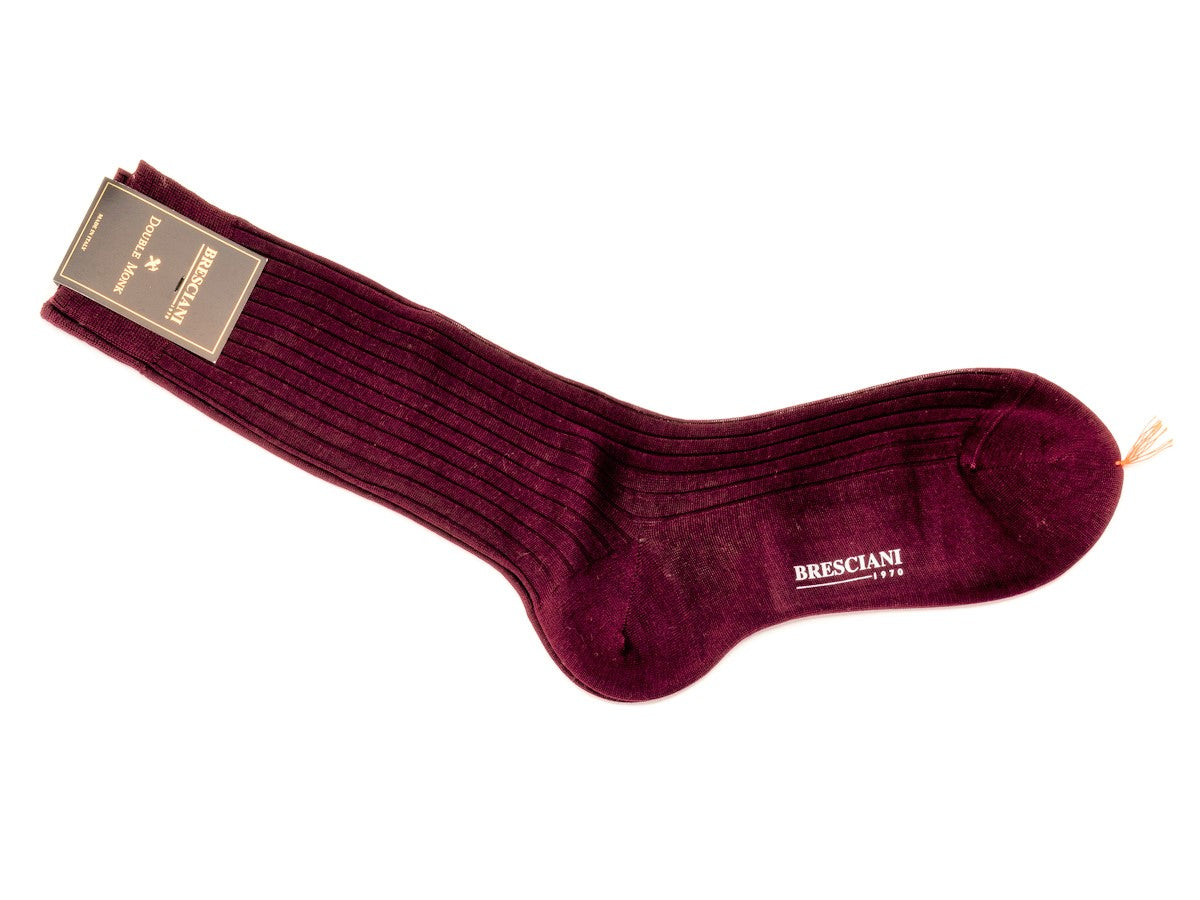 Calf Length Cotton Socks Burgundy